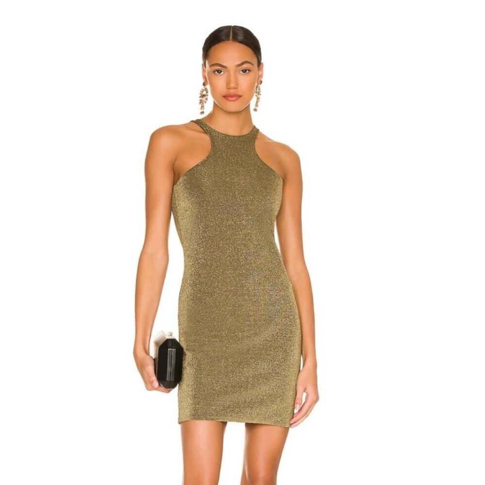 AllSaints Gold Glitter Norma Dress 10 Preowned Excellent Condition